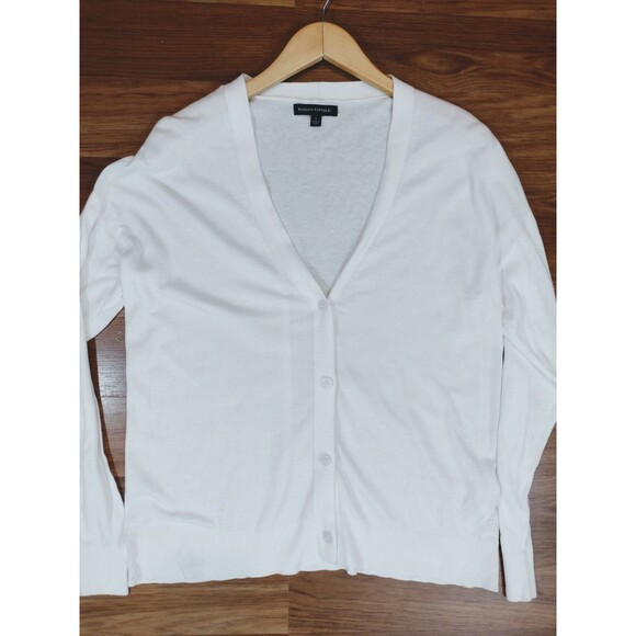 Banana Republic Boyfriend Button Up Cardigan Sweater Large White Free Shipping! - Picture 4 of 8